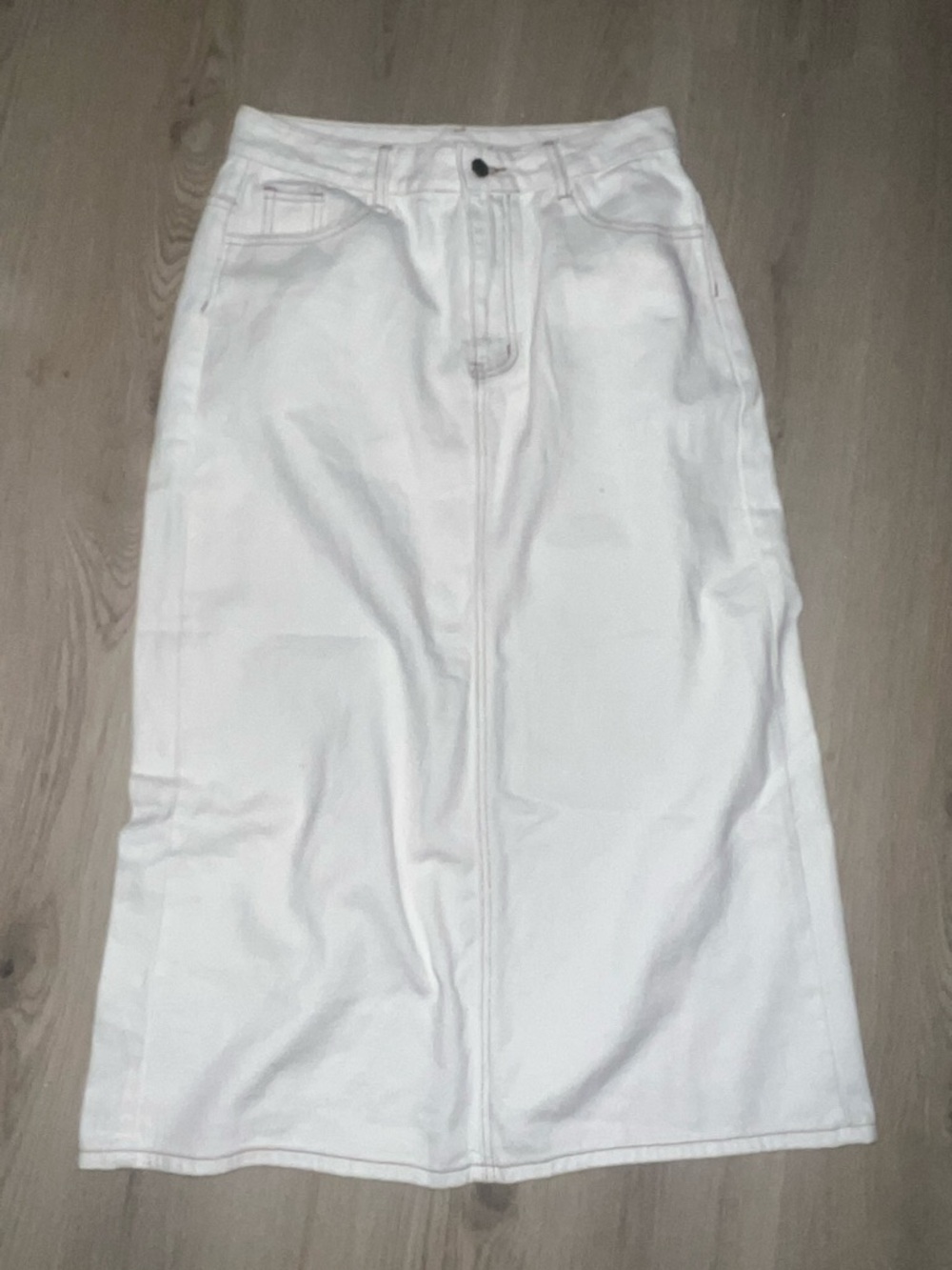 SHEIN Midi Denim Skirt Size L | Back Slit Classic Jean Skirt | 100% Cotton - Picture 6 of 16